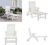 vidaXL Chaise longue pliable à roulettes PP Blanc - Chaise longue - Chaises longues - Chaise de jardin - Mobilier de jardin