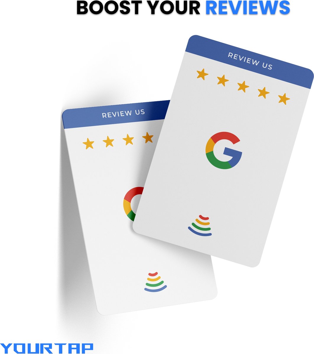 YourTap NFC Google Review Kaart 2 Stuks Wit