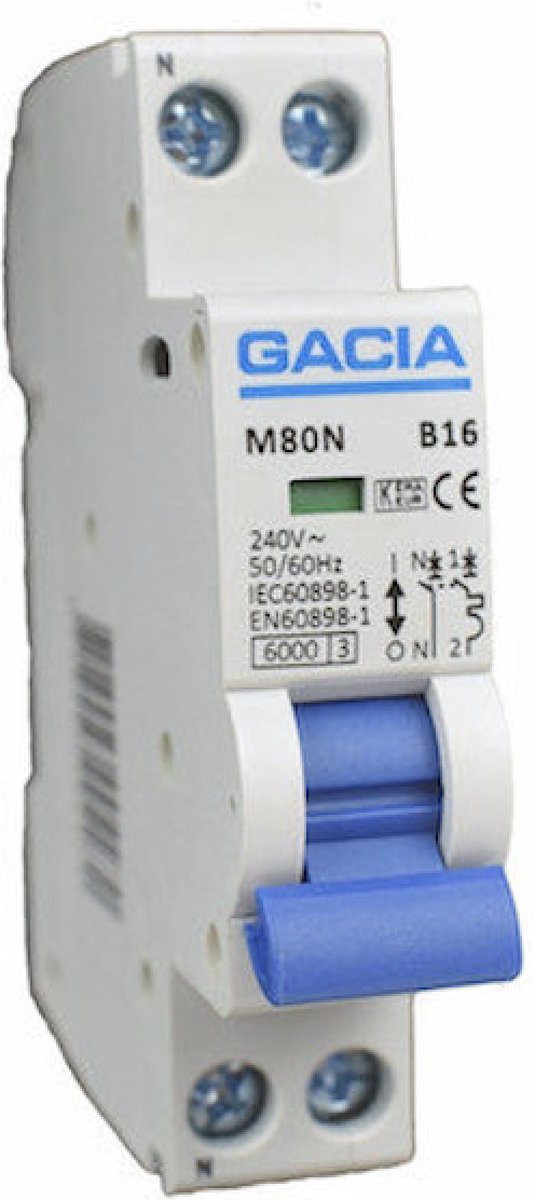 Gacia installatieautomaat 1P+N C4 6KA - M80N-C04
