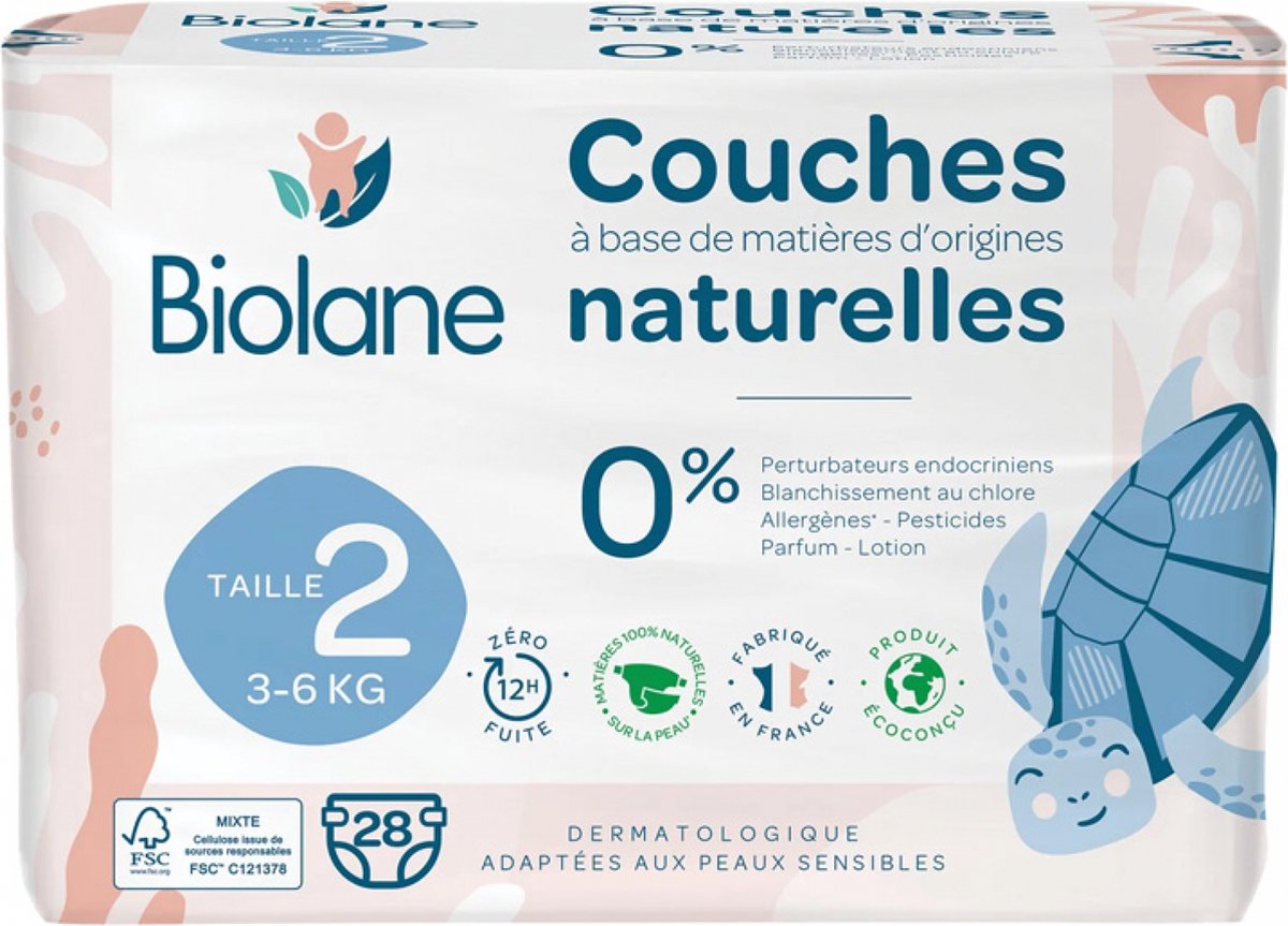 Goedkoopste Biolane Natuurlijke Luiers 28 Luiers Maat 2 (3-6 Kg
