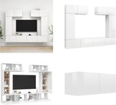 vidaXL 6-delige Tv-meubelset spaanplaat hoogglans wit - Tv-kastenset - Tv-kastensets - Tv-kasten - Tv-meubelset
