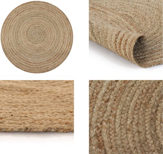 Tapis rond vidaXL - 90 cm - Jute tressée - Tapis en jute naturel - Tapis rond - Tapis naturel - Tapis fait main - Tapis beige