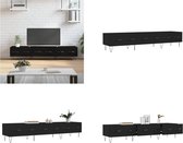 vidaXL Tv-meubel 150x36x30 cm bewerkt hout zwart - Tv-meubel - Tv-meubelen - Tv Kast - Opbergkast