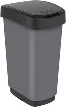 Twist vuilnisemmer 50 l met deksel, kunststof (PP) BPA-vrij, grijs, 50 l (40,1 x 29,8 x 60,2 cm)