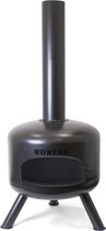 BonFeu BonGiro Zwart Tuinhaard Staal - Houtkachel met Vonkenscherm en Grill - Tuinkachel voor Sfeervolle Avonden - 55x55x130 cm