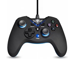 Spirit of Gamer Game Controller – Games – Bedraad - Rapidfire en Turboknop – Geschikt voor PS3 en Pc – Zwart/Blauw