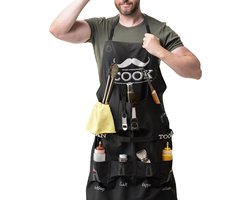 BRAMBLE - Grappig Schort voor Mannen, Barbecueschort met Capuchon, 7 Zakken & Flesopener Bevestigd - Uniek Cadeau voor Kerstmis, Verjaardagen en Vaderdag