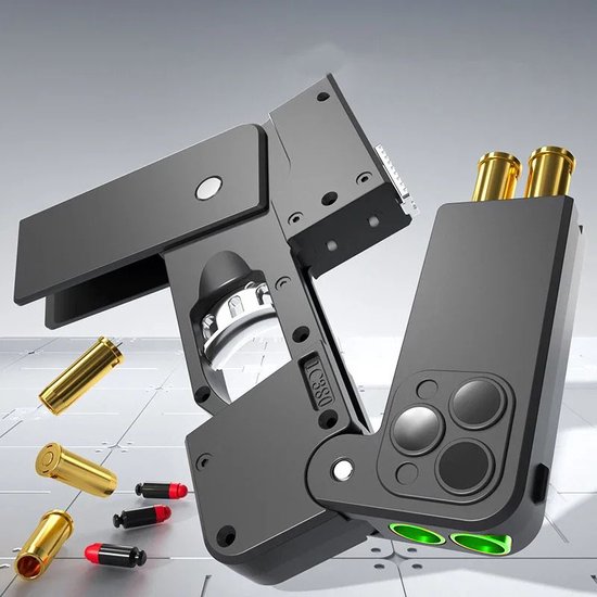 Foto: Opvouwbaar telefoon pistool foldable phone gun fidget gun soft bullet shell ejection