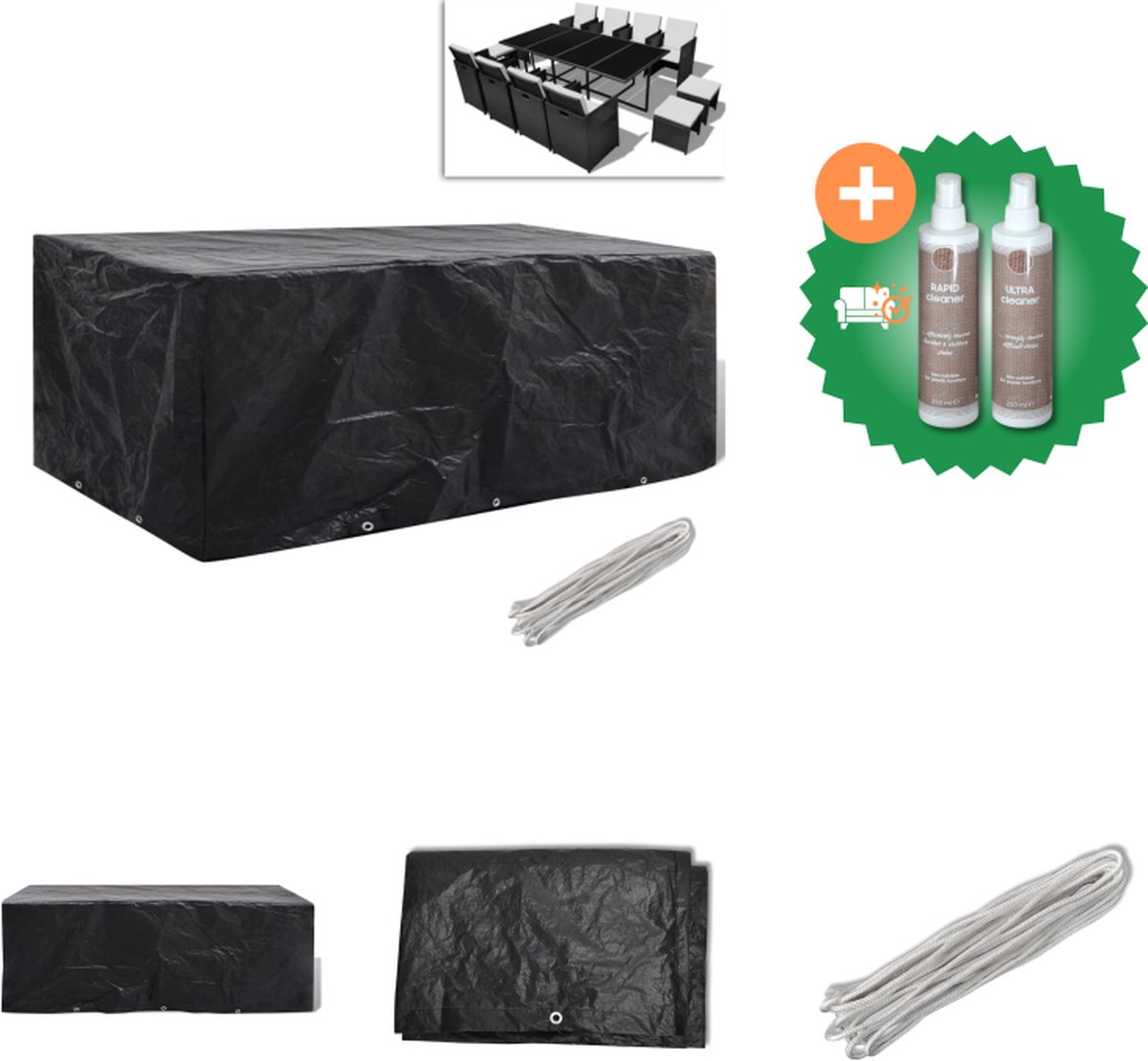 VidaXL Tuinmeubelhoes met 8 oogjes 229x113x73 cm Tuinmeubelhoes Inclusief Onderhoudsset