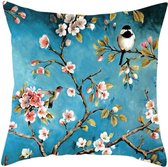 Kussens - kussenhoes Cherry Blossom and Birds - dubbelzijdige print - met rits - vierkant - exclusief vulling