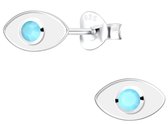 Joy|S - Zilveren boze oog oorbellen - evil eye - 9 x 5 mm - blauw kristal