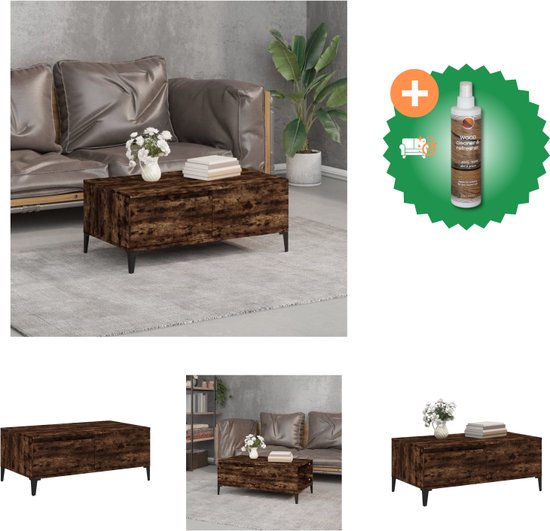 vidaXL Salontafel - Gerookt Eiken - 50x50x36 cm