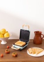 Bol.com CREATE STONE 2 in 1 COMPACT - Sandwichgrill en wafelijzer met verwisselbare platen - Pastel Blauw aanbieding