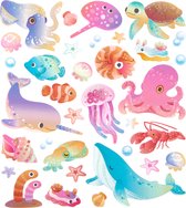 Stickervel Zeebeestjes met Glitter Accenten - Knutselen Meisjes - Stickers Kinderen - Stickervel Kind - Knutselen - Kaarten Maken
