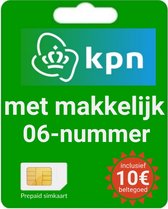 KPN prepaid met 10€ beltegoed - Makkelijk 06 nummer - Prepaid simkaart