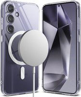 Ringke Fusion Magnetic | Hoesje Geschikt voor Samsung Galaxy S24 | Compatibel met MagSafe | Back Cover met Militaire Standaard | Transparant