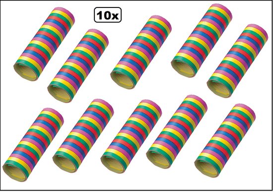10x Rol Serpentines multi kleur - PAPIER - Carnaval festival optocht feest party serpentine party