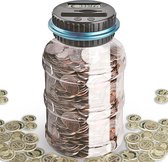 Digitale Spaarpot - Met muntenteller - Elektrische spaarpot - Transparant - Spaarpot voor jongens en meisjes - Geschikt voor Euromunten - Kan tot wel 1000 munten vasthouden!