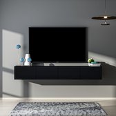 Skane Home TV meubel 200 cm Mat Zwart met LED-verlichting