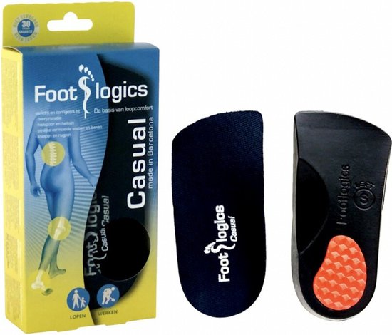 Footlogics 3/4 Inlegzool CASUAL -XL (47-49) - Ondersteunt en Corrigeert bij Hielspoor -Platvoeten - Voetpijn - Hielpijn - Rugpijn - Kniepijn - Dempend - Veerkrachtig - Geschikt voor Nette, Smalle Schoenen en Voeten