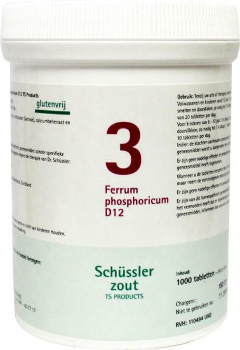 Goedkoopste Pfluger Schussler Zout nr 3 Ferrum Phosphoricum D12 - 1 x 1000 tabletten
