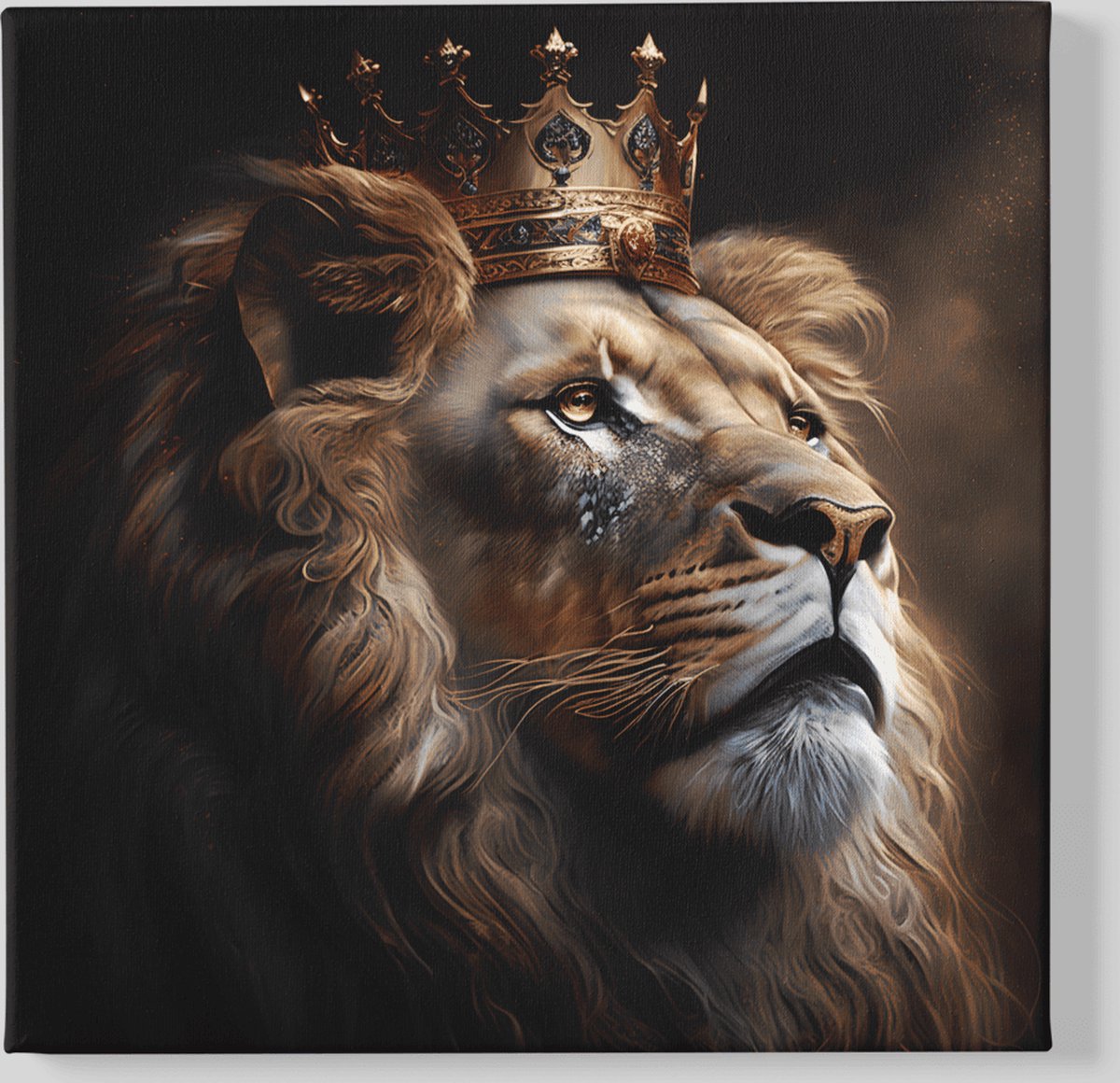 Canvas Schilderij - Dieren - Leeuwenkoning - Vierkant - Wanddecoratie - 100x100x2 cm