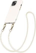 Convient pour iPhone 15 Coque avec cordon détachable - Collection Solidenz - Étui à sangle - Coque arrière avec collier - Amovible - Lanière - Étui magnétique - Avec cordon perlé - Beige