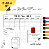 Magnetische Weekplanner en Maandplanner Inclusief 7 Stiften en Wisser – Weekplanner - Maandplanner - Premium kwaliteit & Stevige doos- Familieplanner - A3 Formaat - Meal planner - Boodschappen - Huishoudtaken - Notitie - To do - Planner koelkast