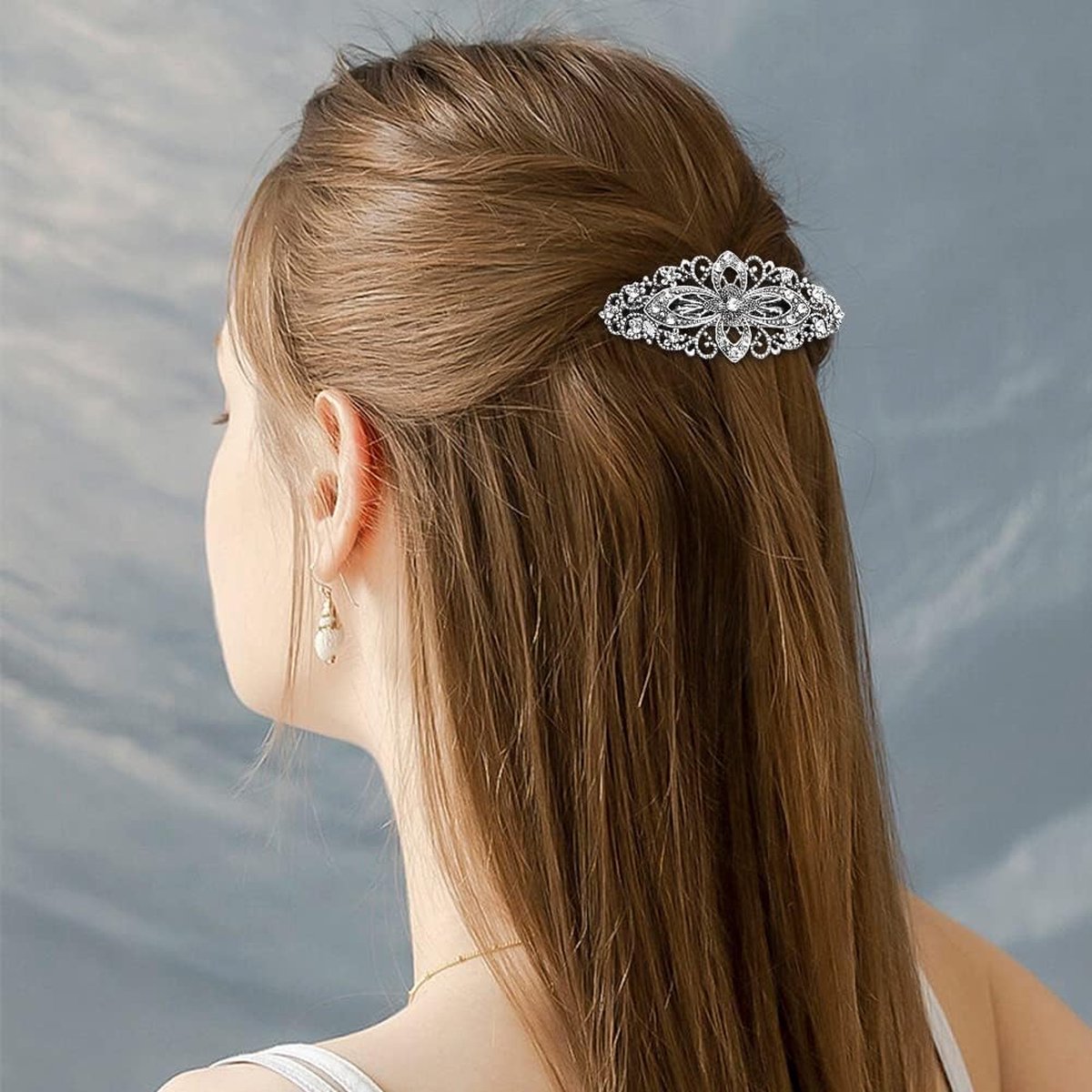 TseenYi Kristallen haarspeld voor bruiden, strass, haarspelden, glanzend, goudkleurig, voor bruiloft, decoratie, hoofdclip, accessoires voor vrouwen en meisjes (blauw kristal