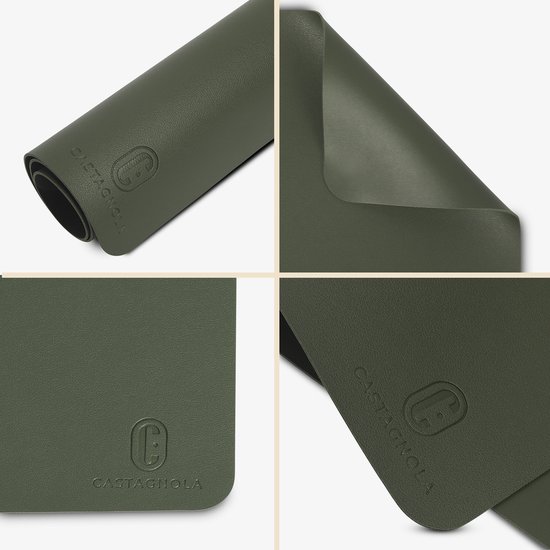 Castagnola Napperons de Table Aspect Cuir - Set de Table Antidérapant en Simili Cuir - Sous-Couche Hydrofuge - Dessous de Verre - 6 Pièces - 45 x 30 cm - Vert