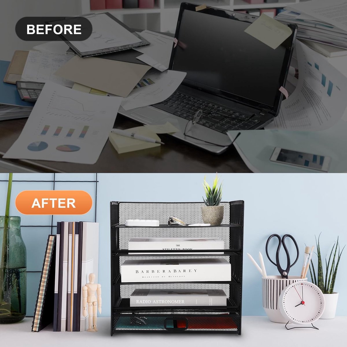 PUNCIA Kantoor Witte Bureau Organizer Brieflade Desktop Bestand Houder Mail Papier Sorteerder Bindmiddel Map Bestandsrek Kantoorbenodigdheden Briefpapier Opslag voor Studie Thuis School