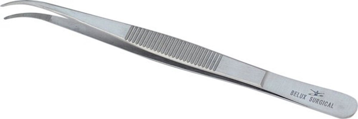 Belux surgical Instruments /Keukenpincet - Gebogen - RVS - Zilver - Kookpincet - Vleespincet - Serveerpincet 1+1 Gratis (13 cm + 15.5 cm)