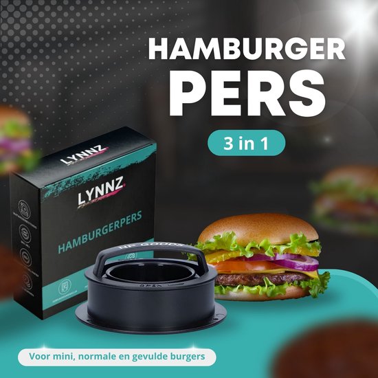 Lynnz® Hamburgerpers 3-in-1 - hamburger pers - burger press - bbq accesoires - hamburgermaker - kerstcadeau voor mannen - kerst - Lynnz