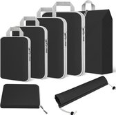 Compression Packing Cubes, 7-delige set kofferorganizers voor reisbenodigdheden, uitbreidbare reis-organizerset, lichte paktassen voor rugzak, pakzakken voor mannen/vrouwen, zwart