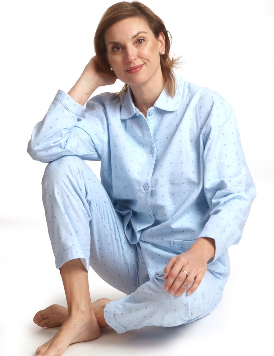 Dames Pyjama Flanel van Lunatex 641511 blue maat L