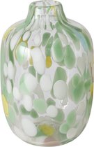 Moderne glazen vaas met groene accenten