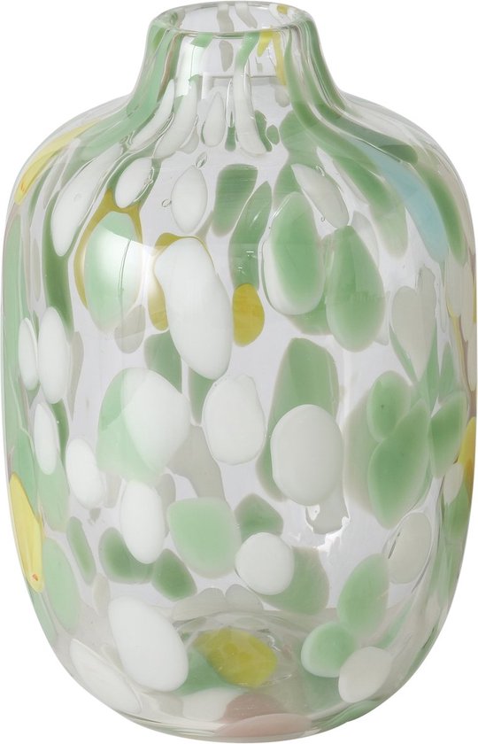 Moderne glazen vaas met groene accenten