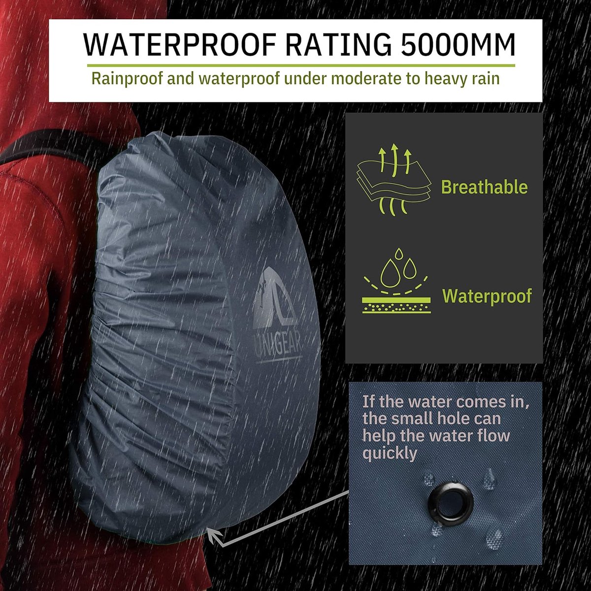 Housse Imperméable Réfléchissante Pour Sac à Dos 30-40L - 2 Pièces - Anti Pluie Neige Poussière - Randonnée Camping Voyage