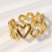 Hartjes Ring - Ring dames - Waterproof Ring - Stainless steel ring - Gouden ring - Verstelbare ring