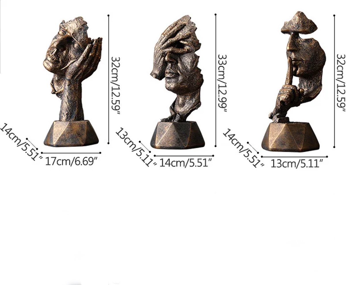 Statue De Visage Masculin Argenté - Figurines De Rien Entendre/voir