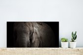 Wanddecoratie Metaal - Aluminium Schilderij Industrieel - Olifant - Portret - Dieren - Zwart - 40x20 cm - Dibond - Foto op aluminium - Industriële muurdecoratie - Voor de woonkamer/slaapkamer