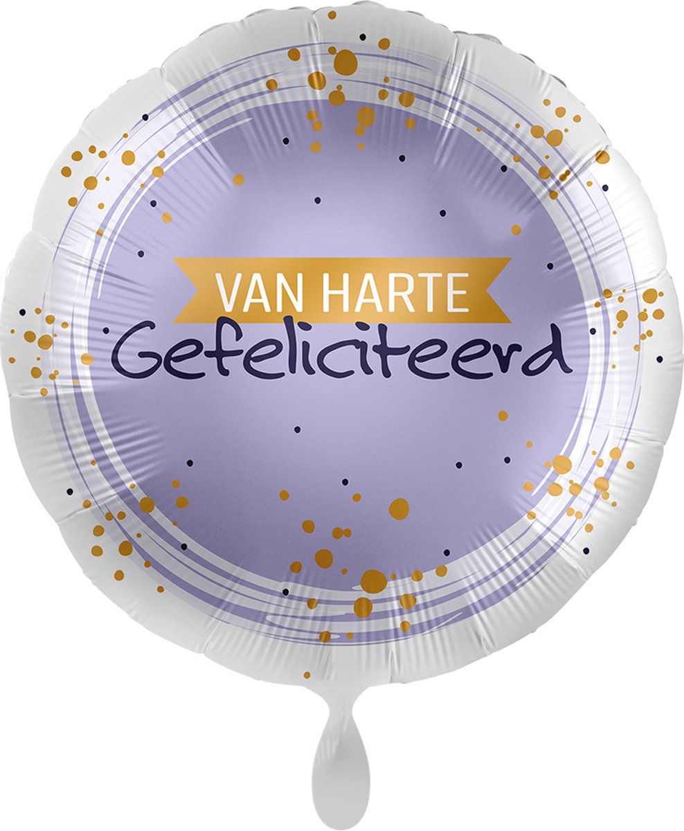 Everloon - Folieballon - Van harte gefeliciteerd lila - rond - 43cm