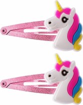 Fako Fashion® - Haarspeldjes Glitter Eenhoorn / Unicorn - Roze - Haarclips Voor Meisjes - 2 Stuks - Eenhoorn Hoofd