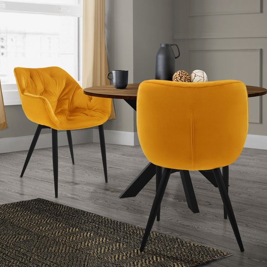 Lot De 2 Chaises De Salle à Manger Velours Moutarde - Design Moderne - ML DESIGN