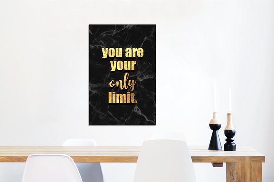 Wanddecoratie Metaal - Aluminium Schilderij Industrieel - Quotes - Motivatie - Goud - Marmer - 60x90 cm - Dibond - Foto op aluminium - Industriële muurdecoratie - Voor de woonkamer/slaapkamer