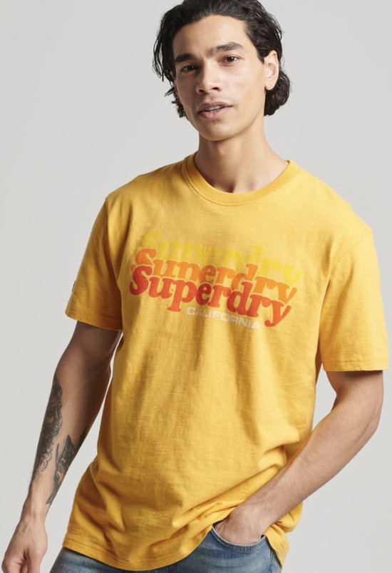 Superdry - Classic T-Shirt Logo Geel - Heren - Maat L - Modern-fit