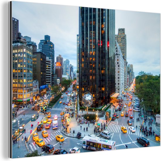 Wanddecoratie Metaal - Aluminium Schilderij - New York - Broadway - Taxi