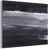 Wanddecoratie Metaal - Aluminium Schilderij Industrieel - Verf - Abstract - Zwart - 160x120 cm - Dibond - Foto op aluminium - Industriële muurdecoratie - Voor de woonkamer/slaapkamer
