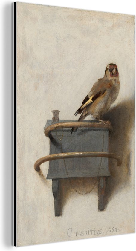 Wanddecoratie Metaal - Aluminium Schilderij Industrieel - Het puttertje - Carel Fabritius - 20x30 cm - Dibond - Foto op aluminium - Industriële muurdecoratie - Voor de woonkamer/slaapkamer