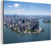 Wanddecoratie Metaal - Aluminium Schilderij Industrieel - New York - USA - Skyline - 150x100 cm - Dibond - Foto op aluminium - Industriële muurdecoratie - Voor de woonkamer/slaapkamer